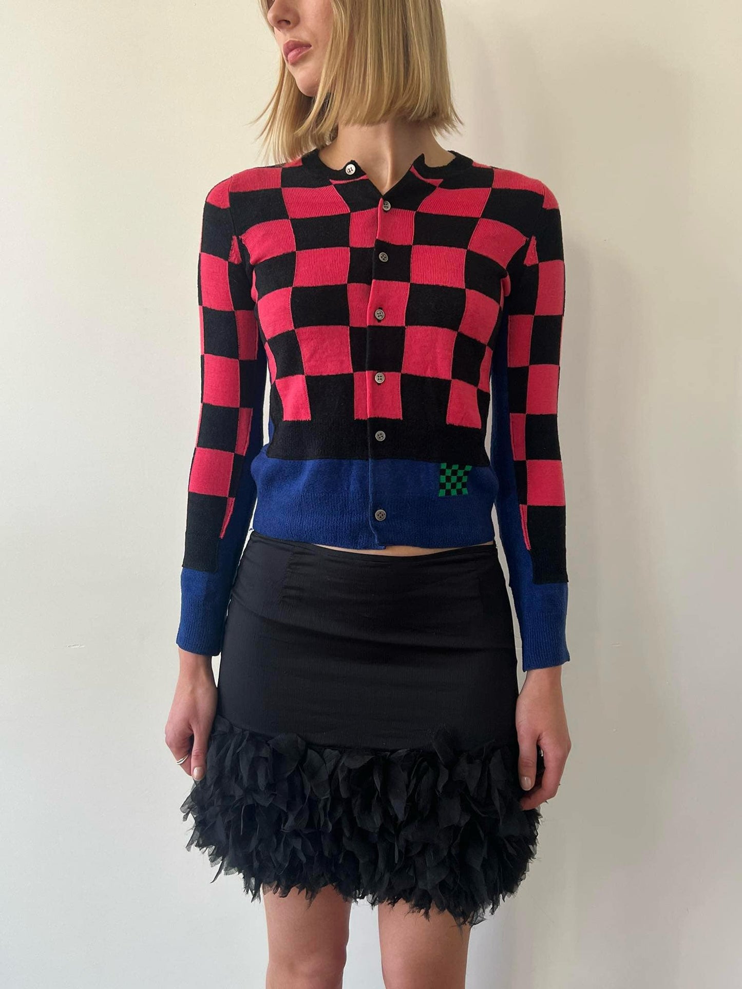 Comme Des Garçons fw 2000 chess knitted cardigan