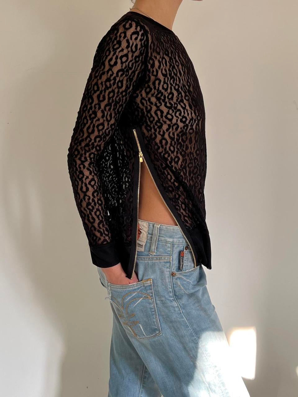 Comme Des Garçons leopard print see through blouse