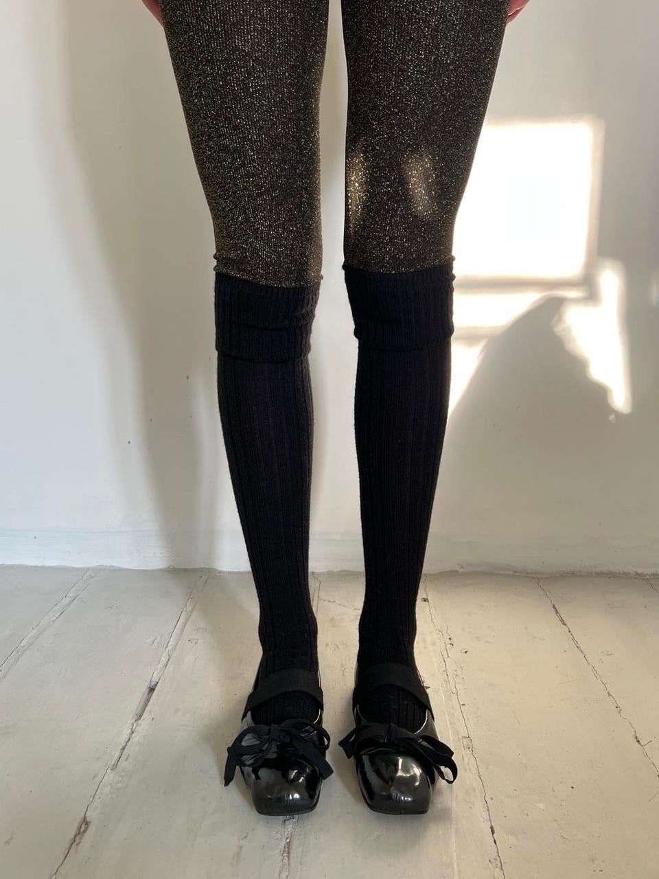 Comme Des Garçons TAO shiny tights with black socks