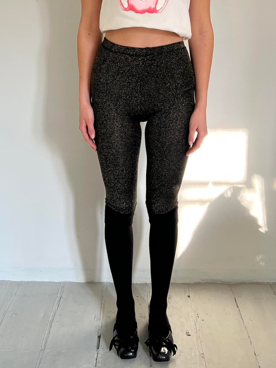 Comme Des Garçons TAO shiny tights with black socks