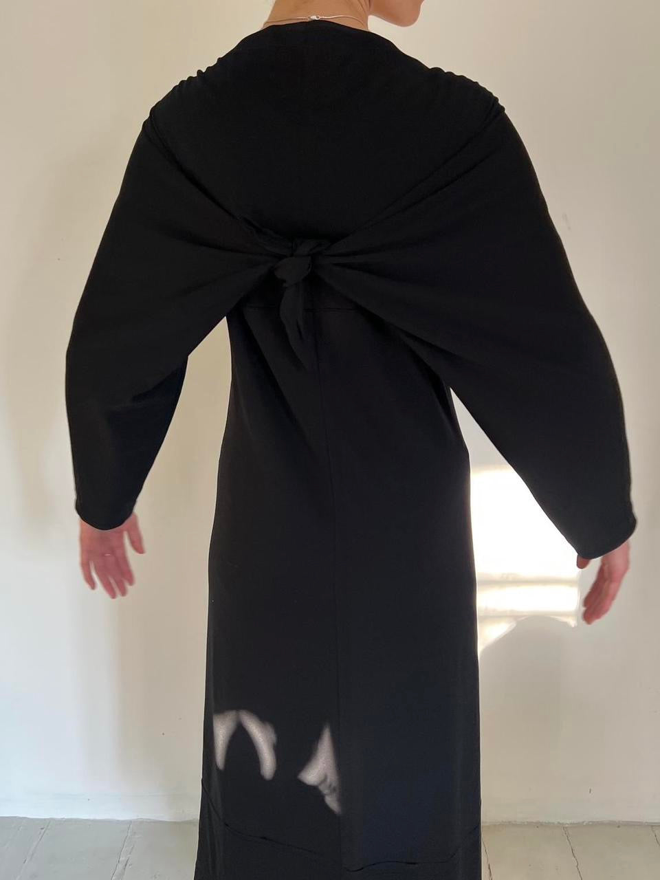 Comme Des Garçons tricot 1996 black wool dress with a knot on the back