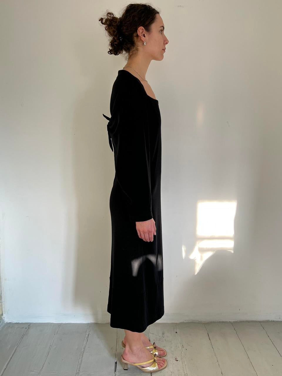 Comme Des Garçons tricot 1996 black wool dress with a knot on the back
