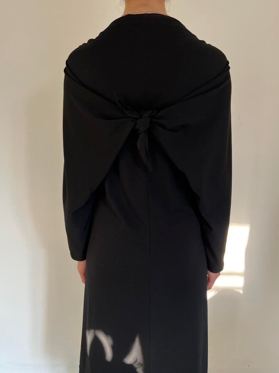 Comme Des Garçons tricot 1996 black wool dress with a knot on the back