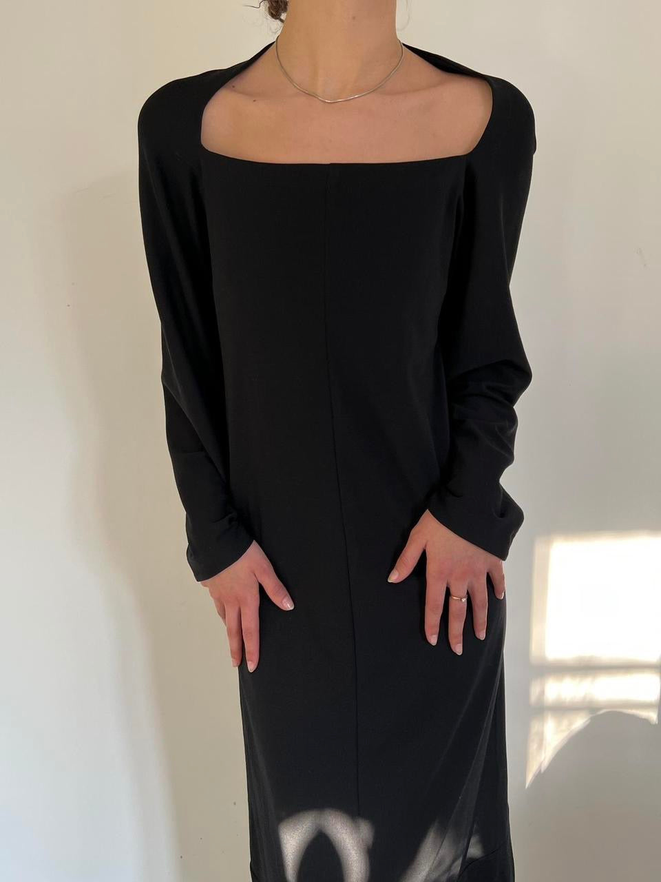 Comme Des Garçons tricot 1996 black wool dress with a knot on the back
