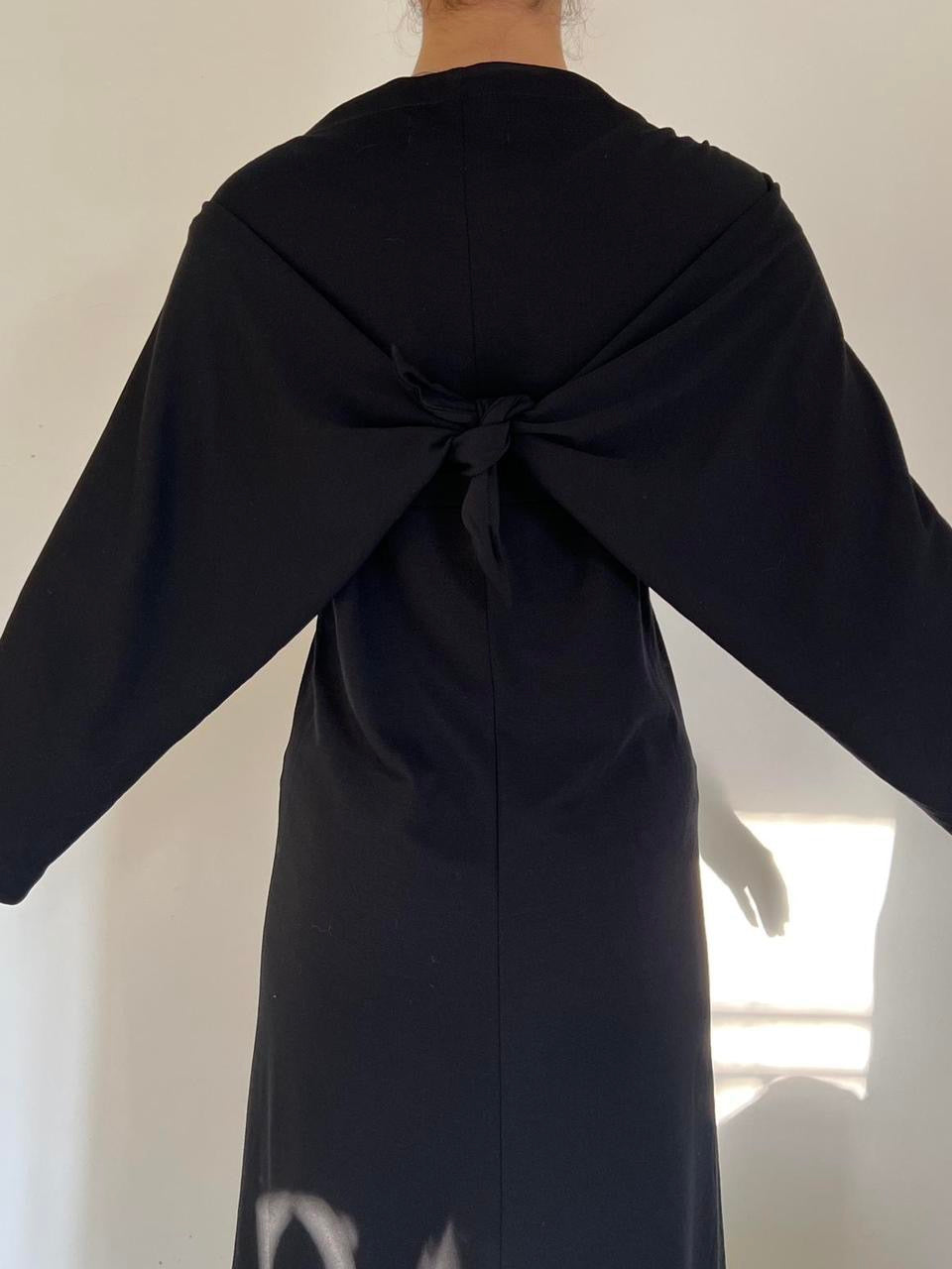 Comme Des Garçons tricot 1996 black wool dress with a knot on the back