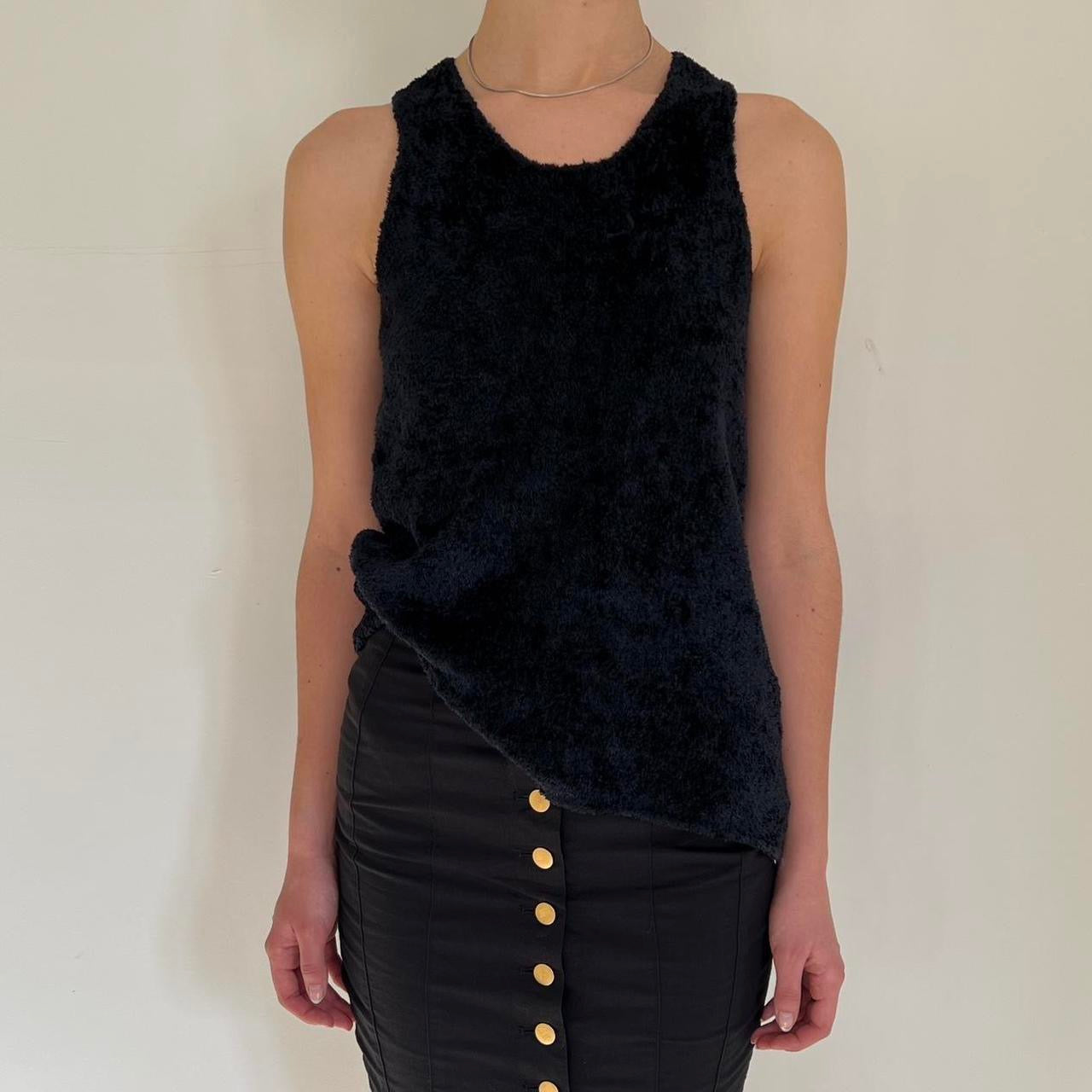 Junya Watanabe fw 1992 towelish fabric navy tank top