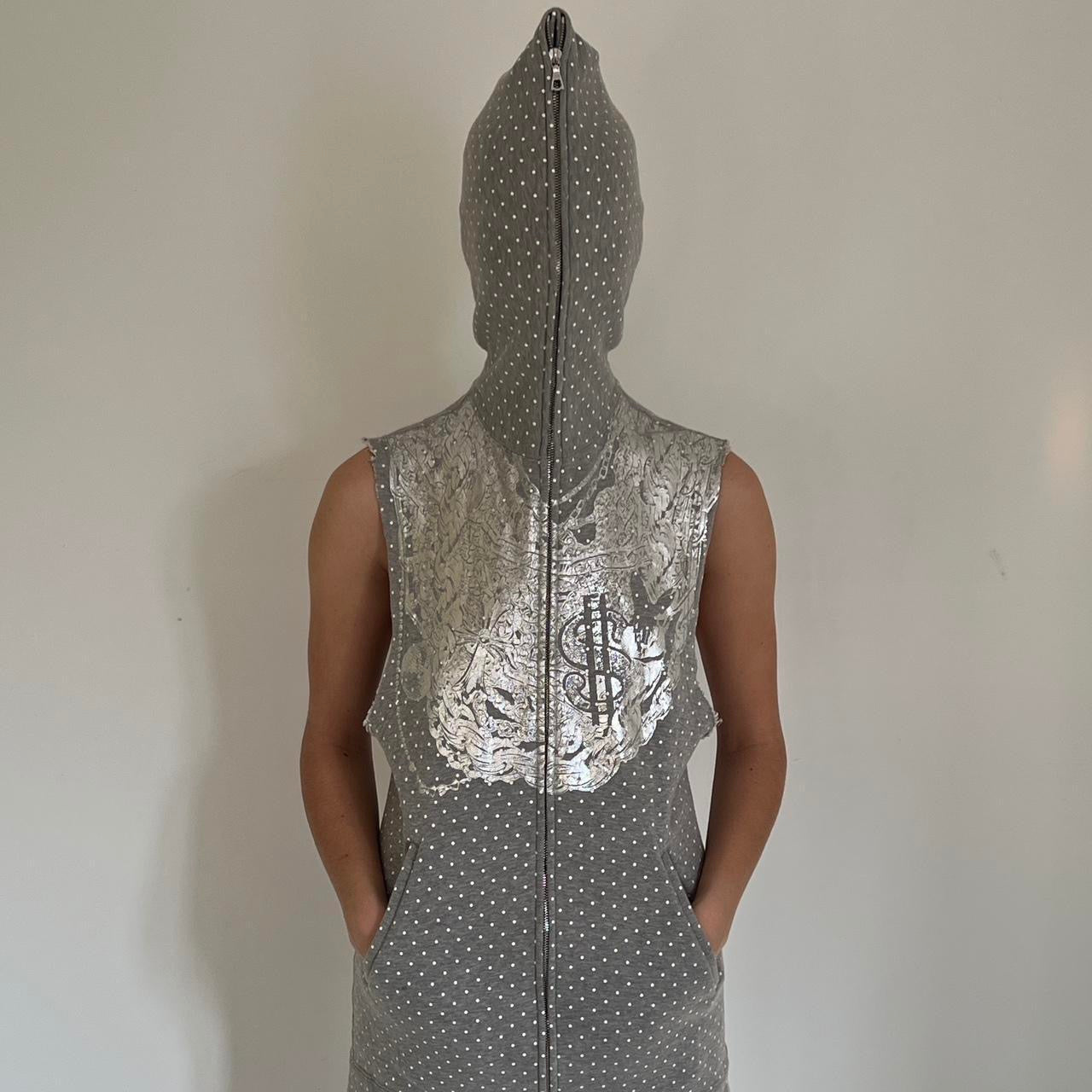 Comme Des Garçons aw 2008 grey polka dot long vest dress