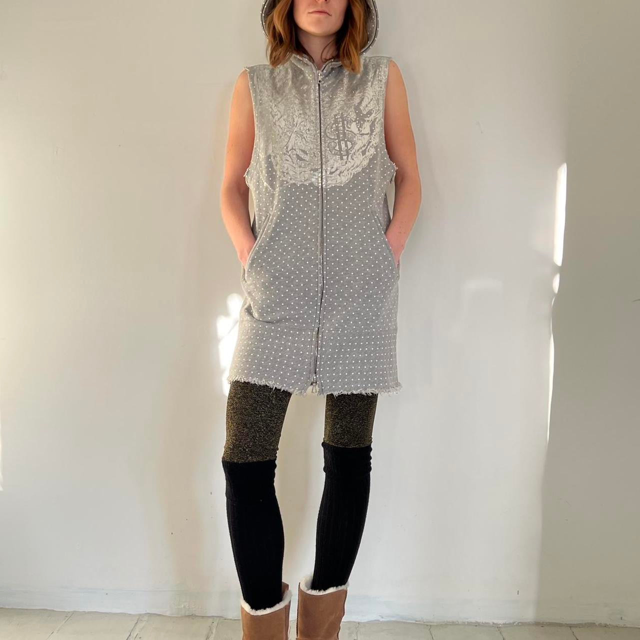 Comme Des Garçons aw 2008 grey polka dot long vest dress
