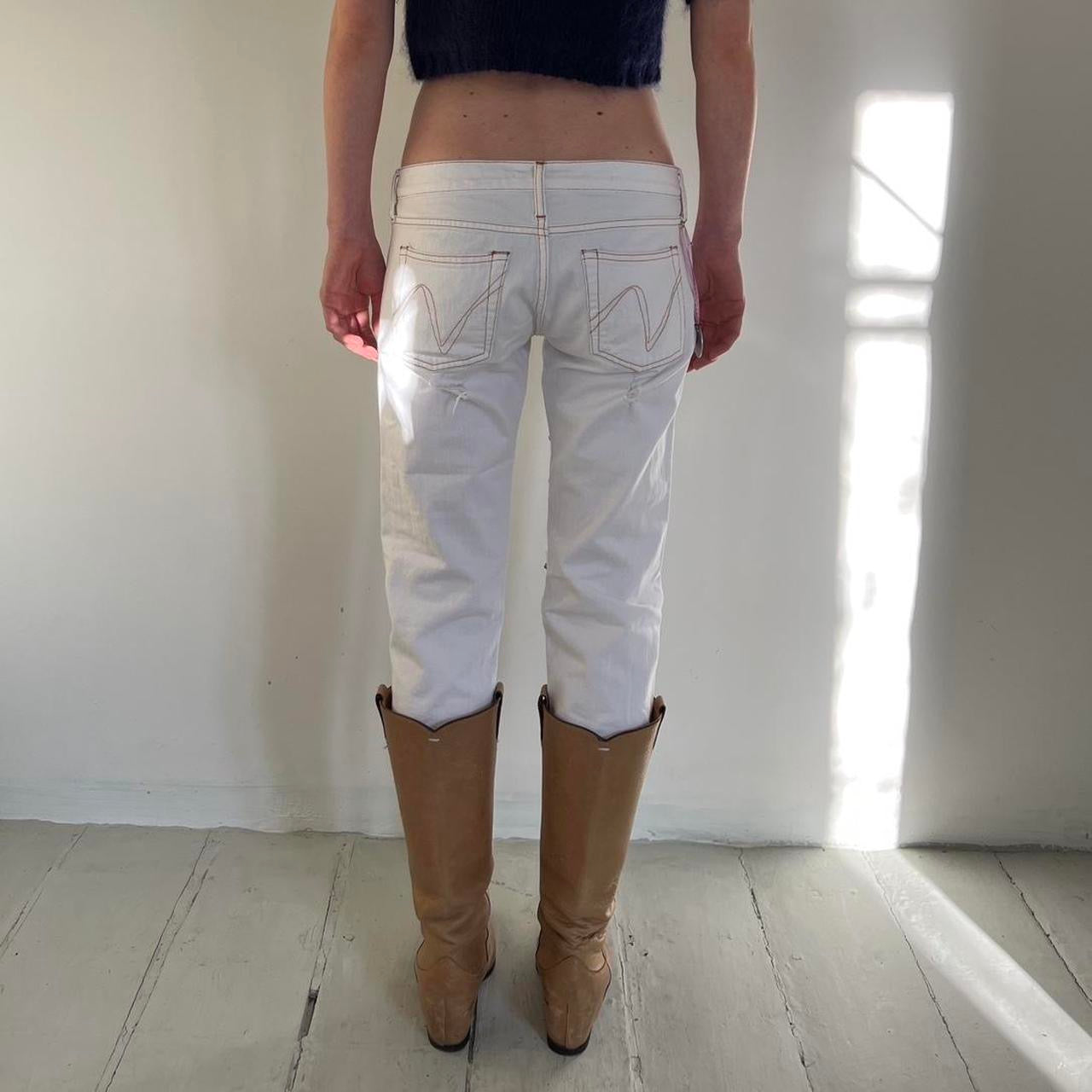 Nolita studded distressed white capri jeans