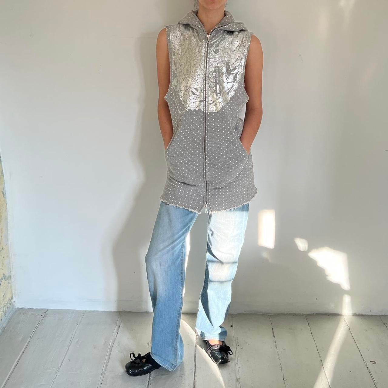 Comme Des Garçons aw 2008 grey polka dot long vest dress
