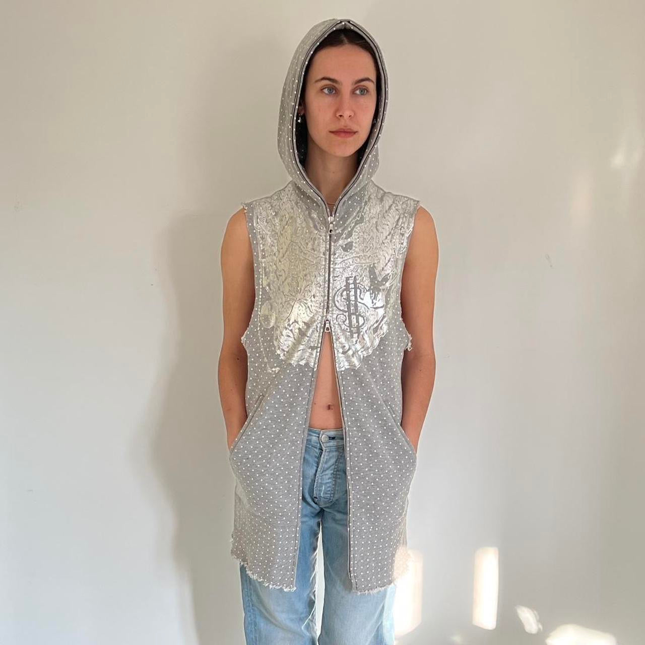 Comme Des Garçons aw 2008 grey polka dot long vest dress
