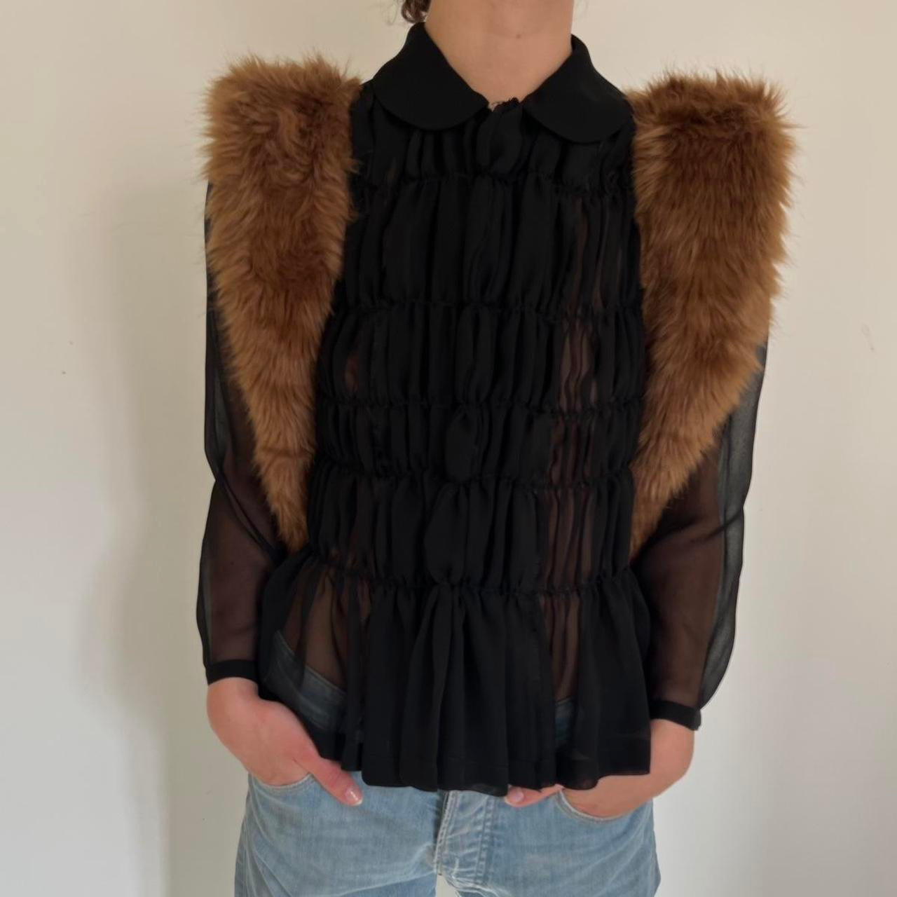 Vintage Zucca brown faux fur huge shoulder bag