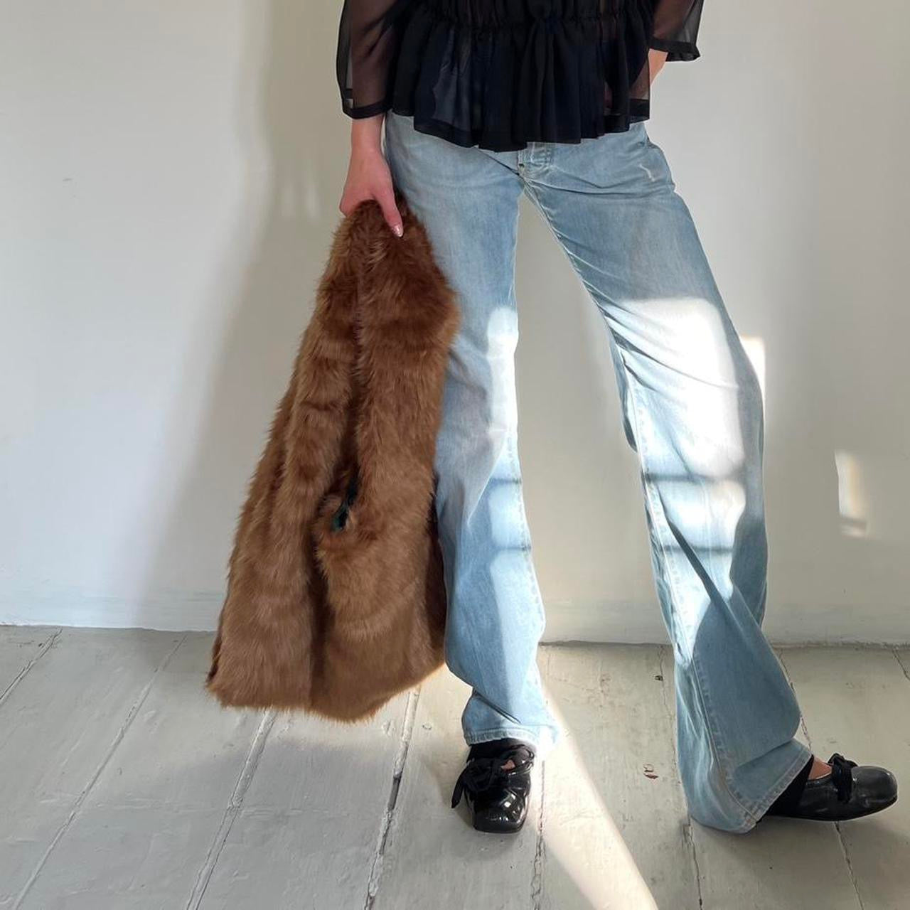 Vintage Zucca brown faux fur huge shoulder bag