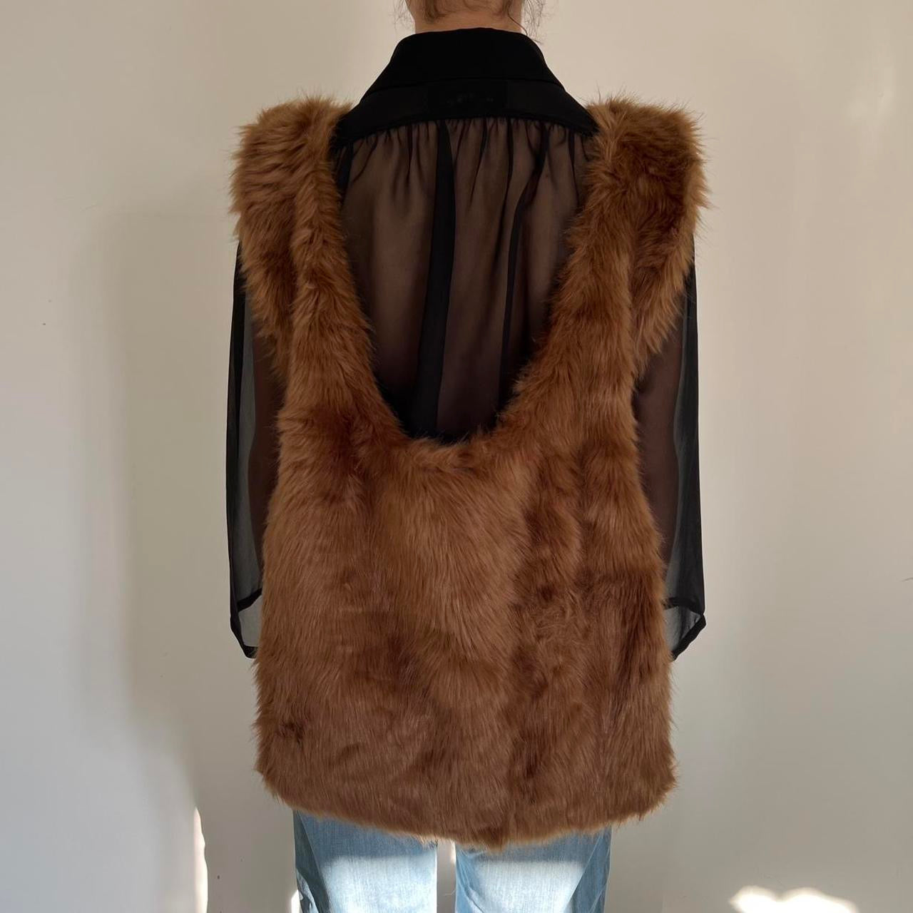 Vintage Zucca brown faux fur huge shoulder bag