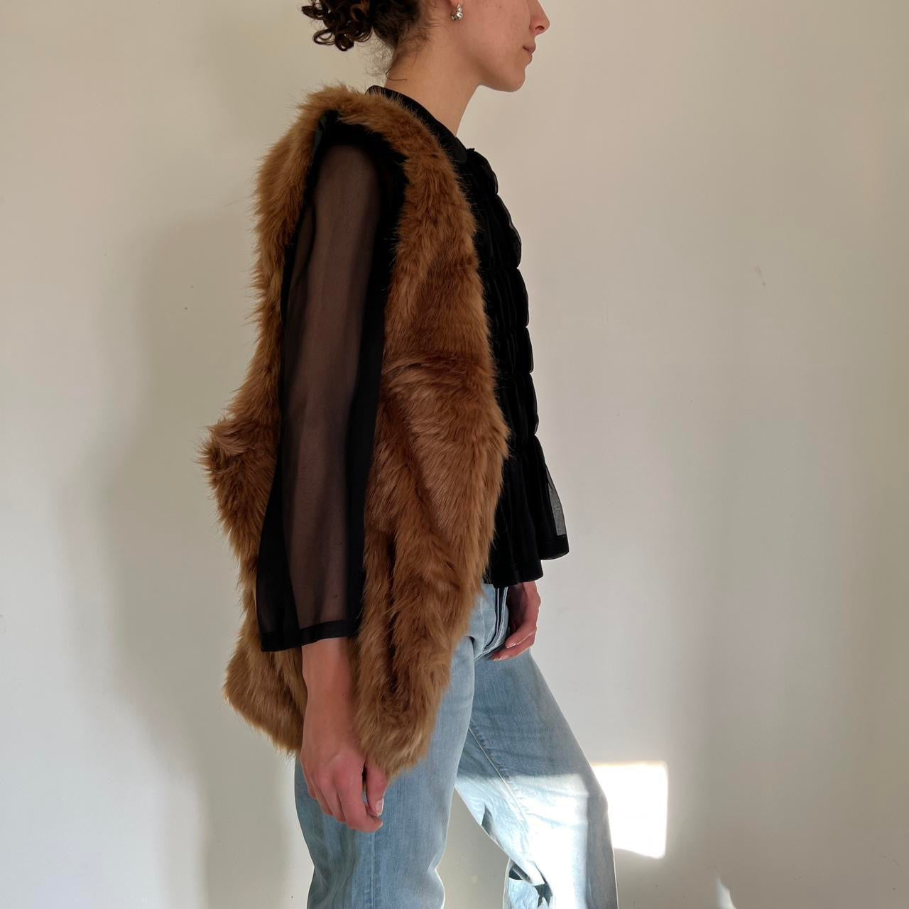 Vintage Zucca brown faux fur huge shoulder bag