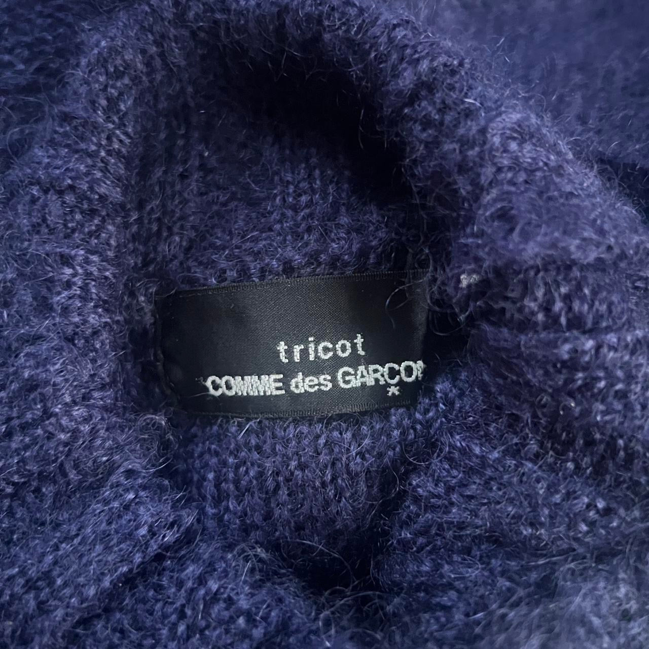 Comme Des Garçons tricot 2002 cropped navy blue mohair wool turtleneck sweater