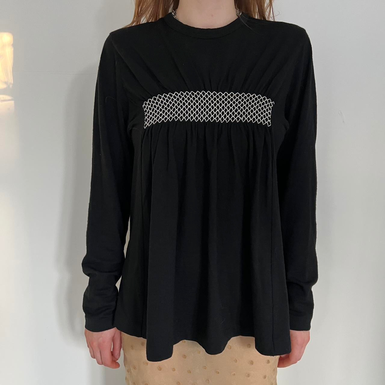 Comme Des Garçons tricot 1998 black wool top with cinched detail