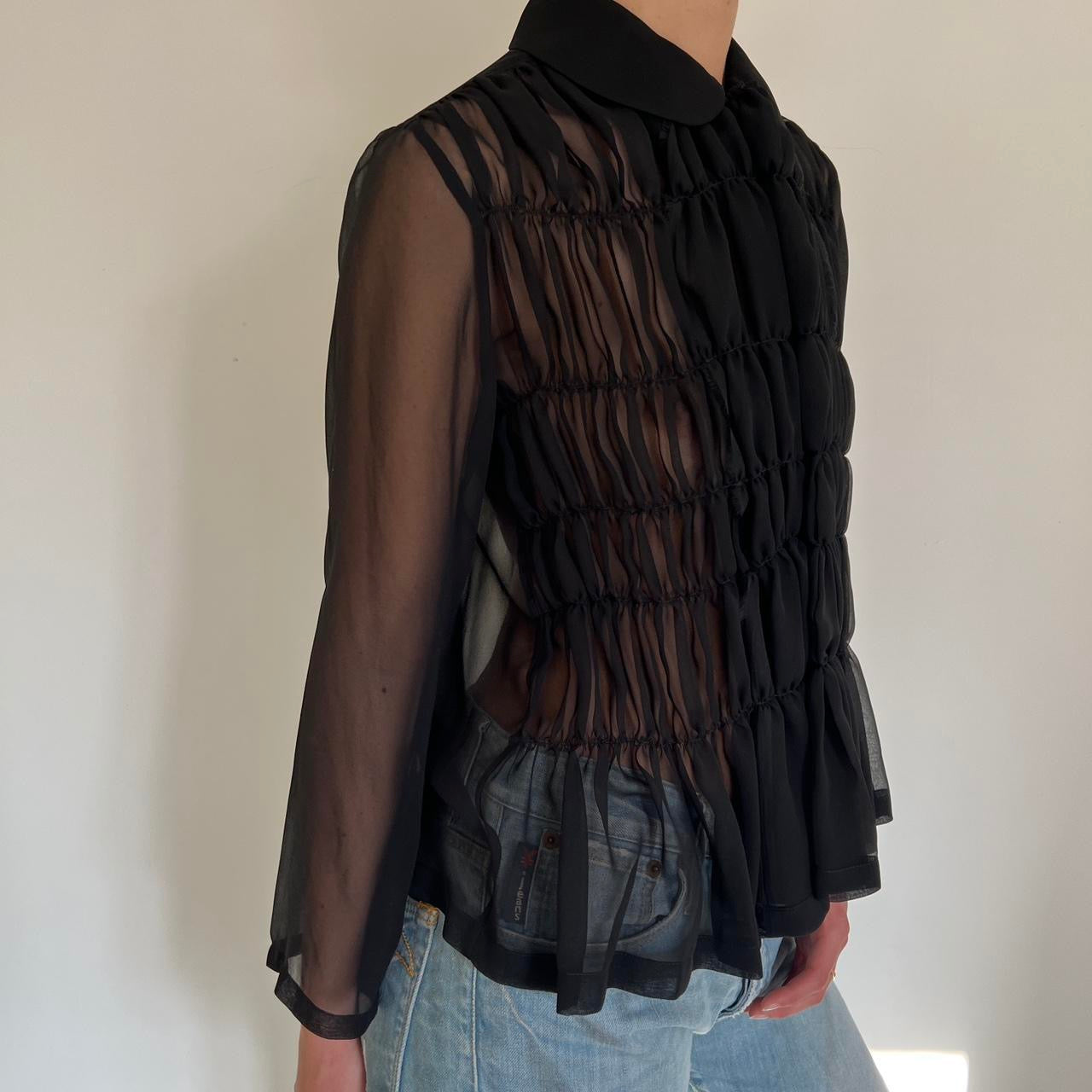 Comme Des Garçons tricot black ruffled lightweight blouse