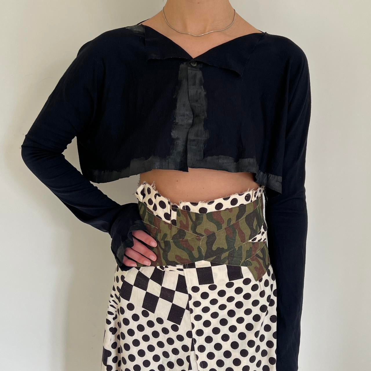 Comme Des Garçons 1991 dark navy woolen bolero with painted details