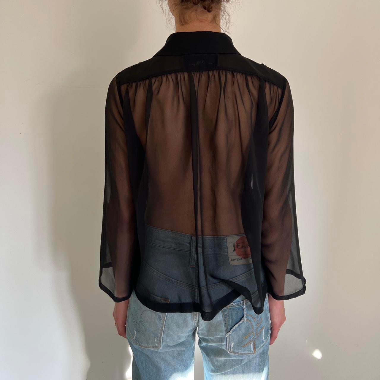Comme Des Garçons tricot black ruffled lightweight blouse