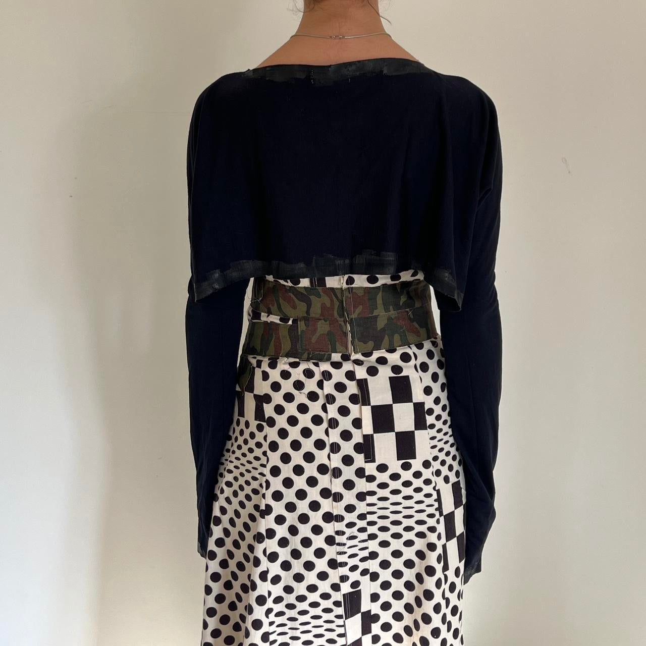 Comme Des Garçons 1991 dark navy woolen bolero with painted details