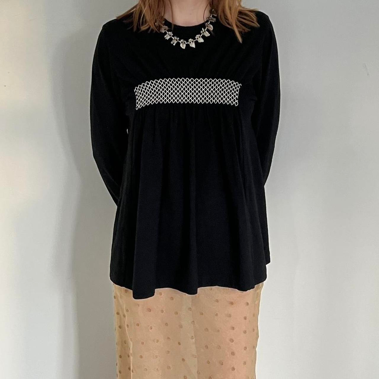 Comme Des Garçons tricot 1998 black wool top with cinched detail