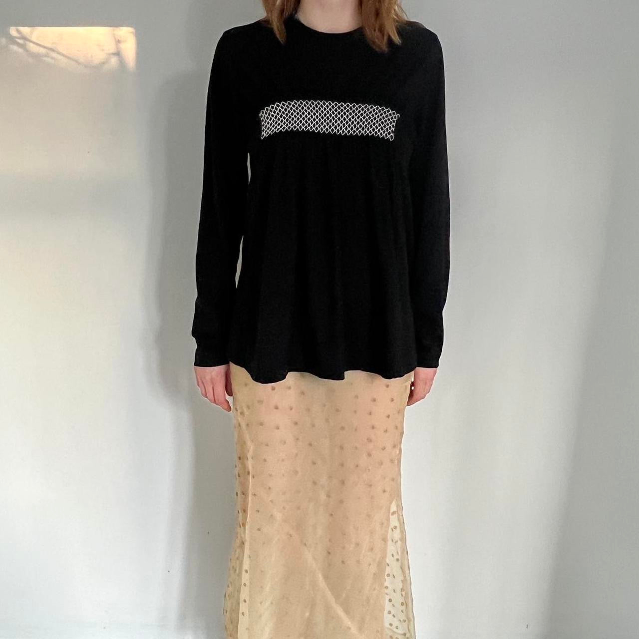 Comme Des Garçons tricot 1998 black wool top with cinched detail