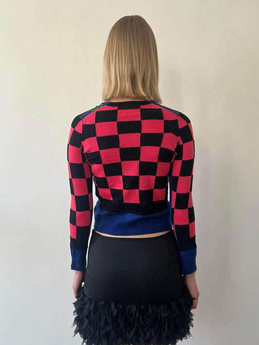 Comme Des Garçons fw 2000 chess knitted cardigan