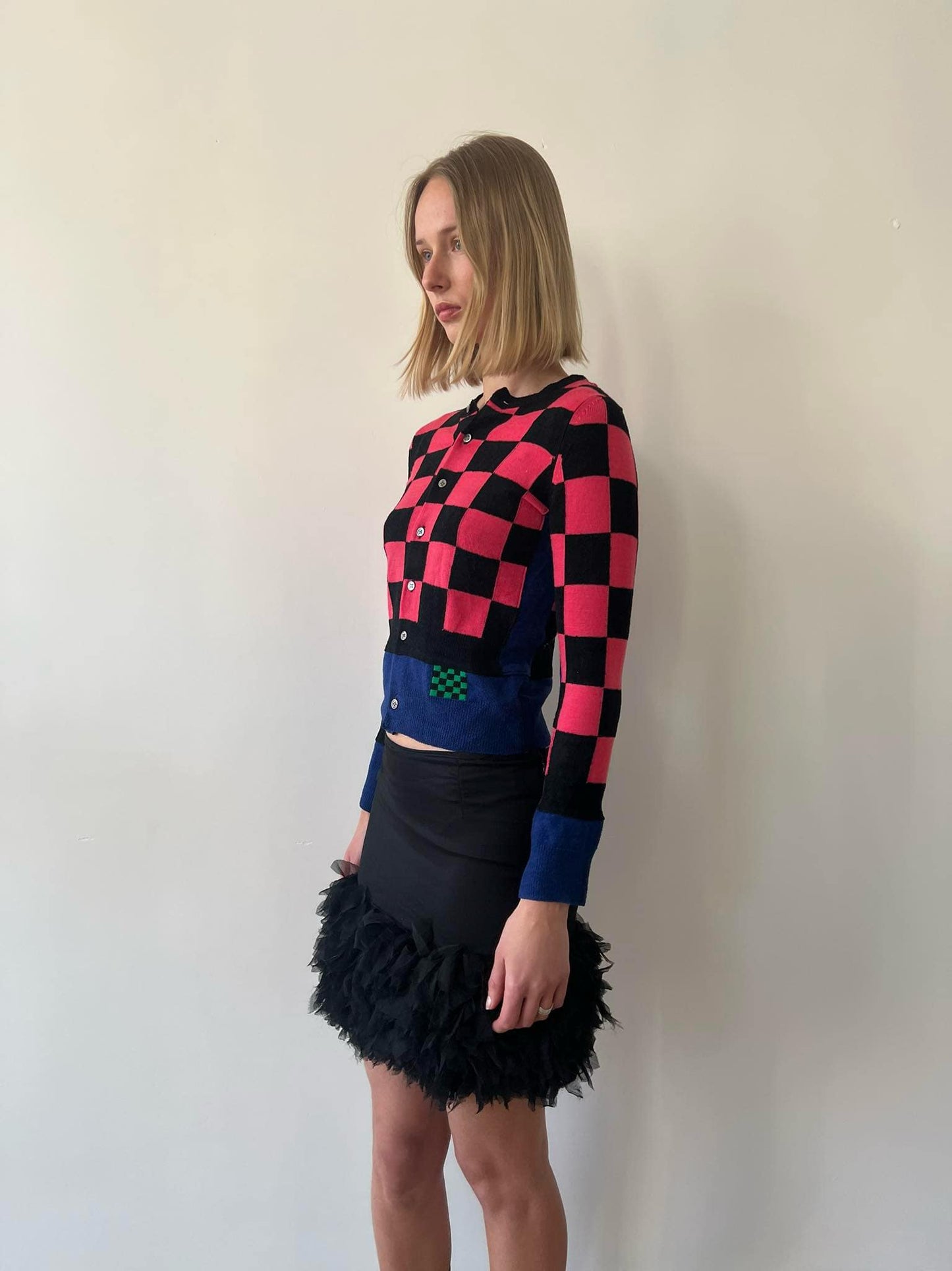 Comme Des Garçons fw 2000 chess knitted cardigan