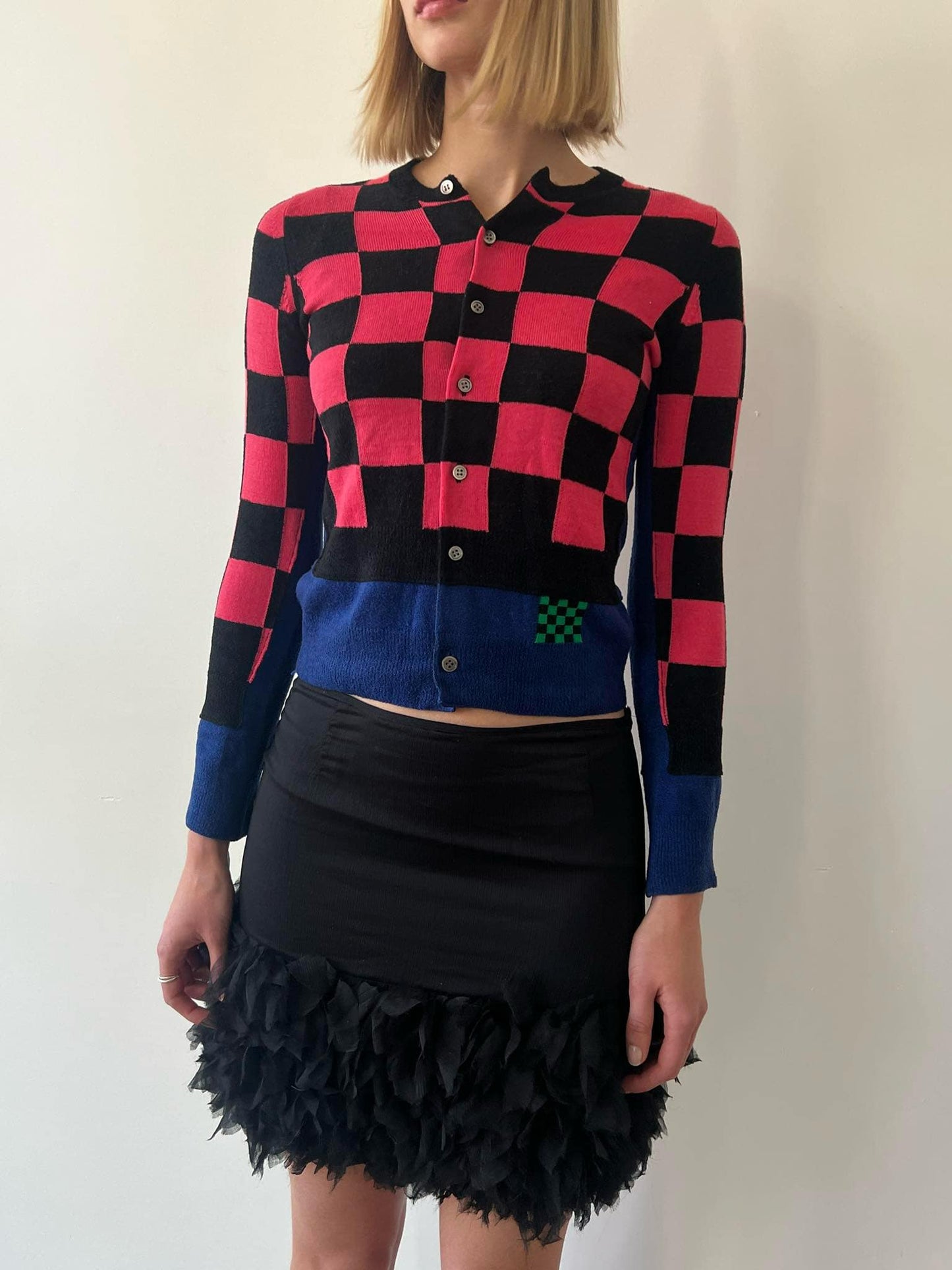 Comme Des Garçons fw 2000 chess knitted cardigan