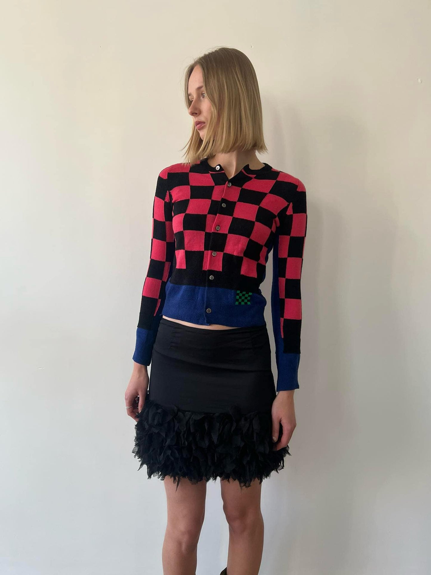 Comme Des Garçons fw 2000 chess knitted cardigan