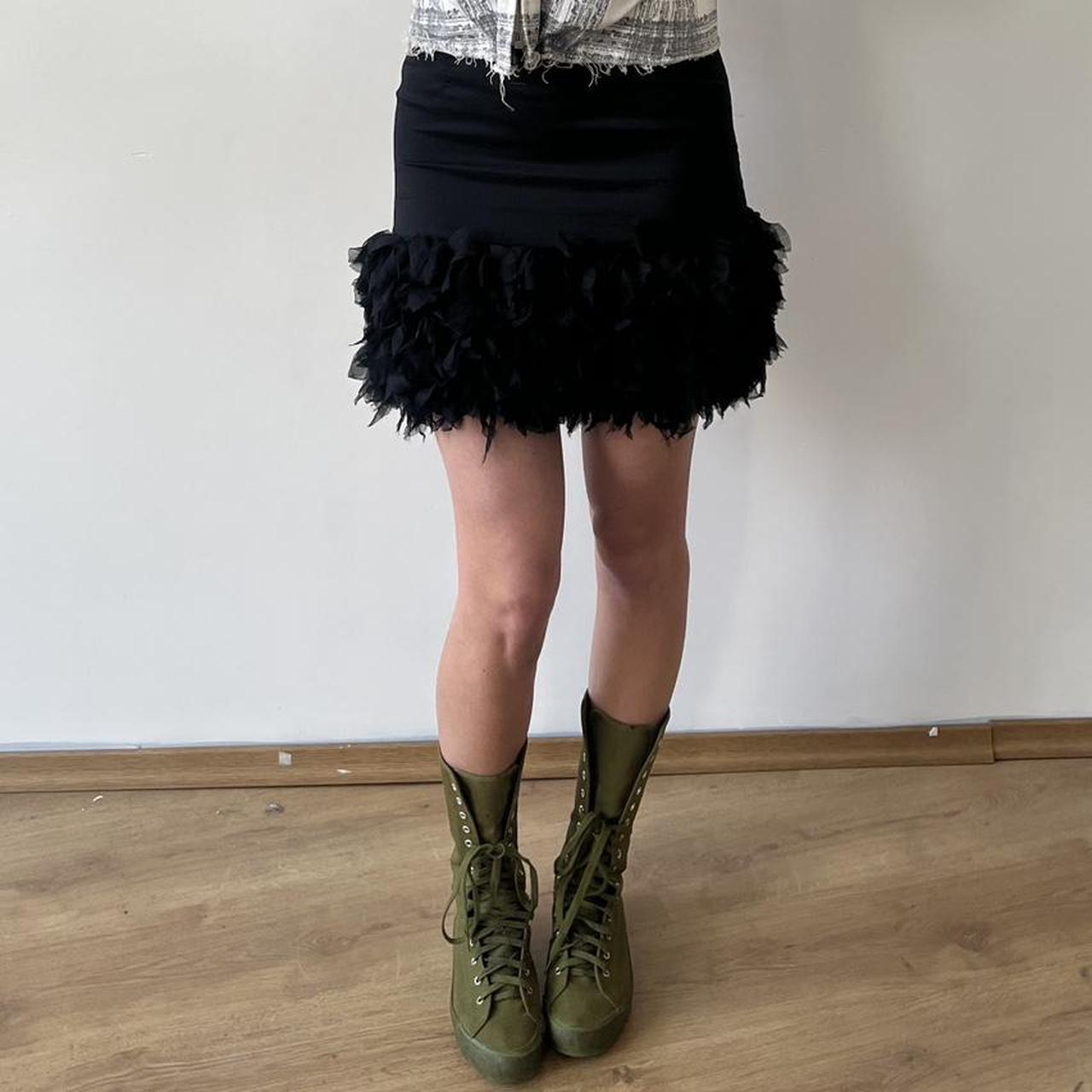 ENCHANTMENT...? Black two layer chiffon frill ruffled skirt