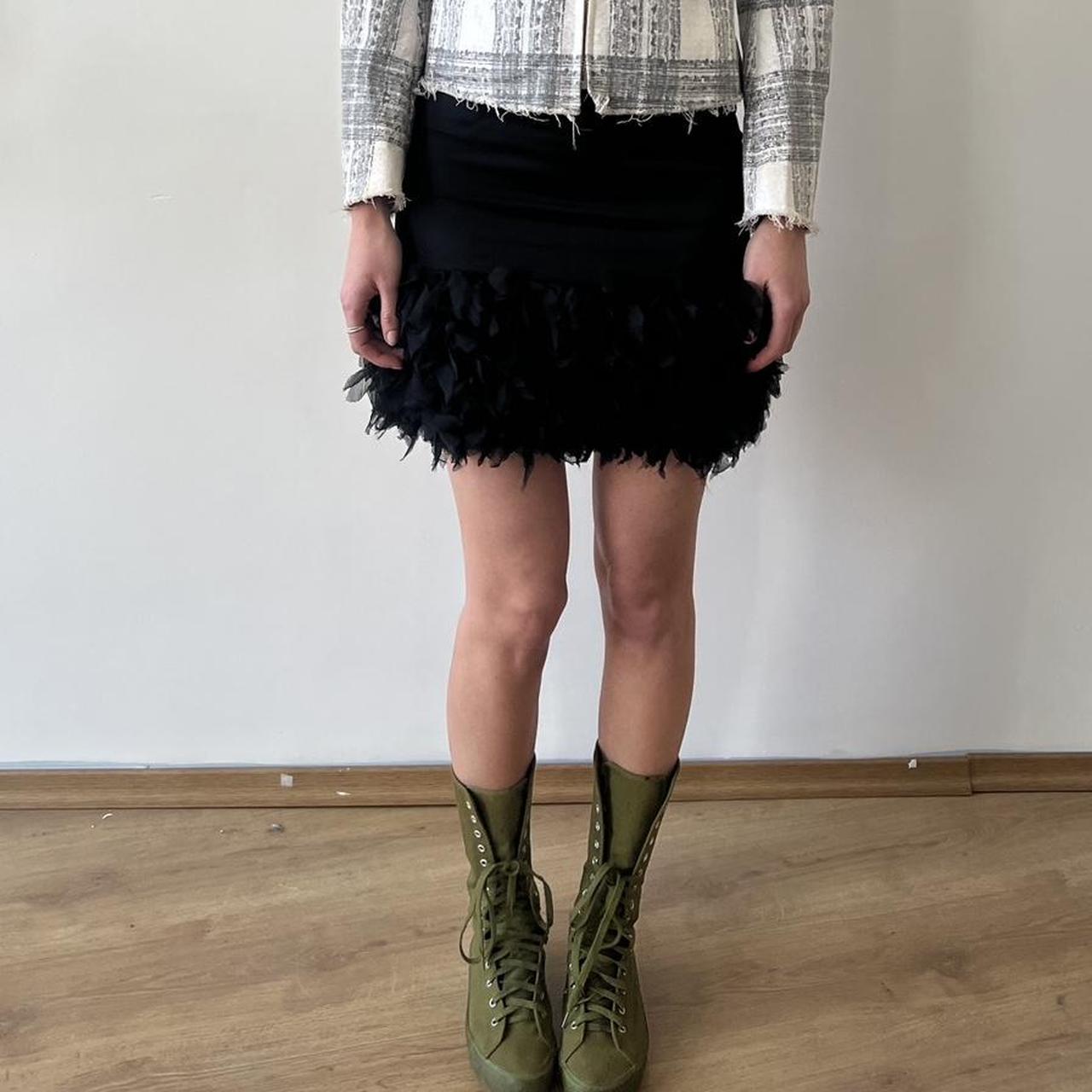 ENCHANTMENT...? Black two layer chiffon frill ruffled skirt