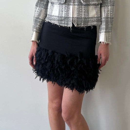 ENCHANTMENT...? Black two layer chiffon frill ruffled skirt
