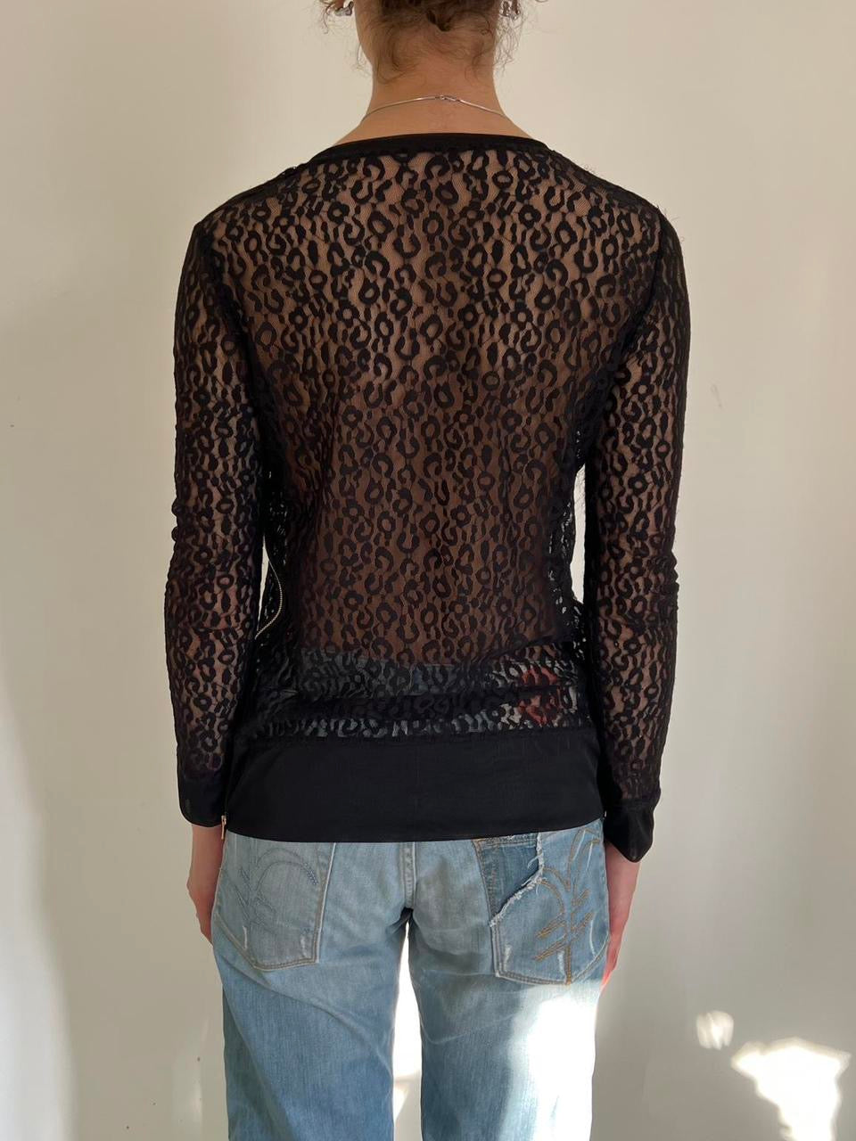 Comme Des Garçons leopard print see through blouse
