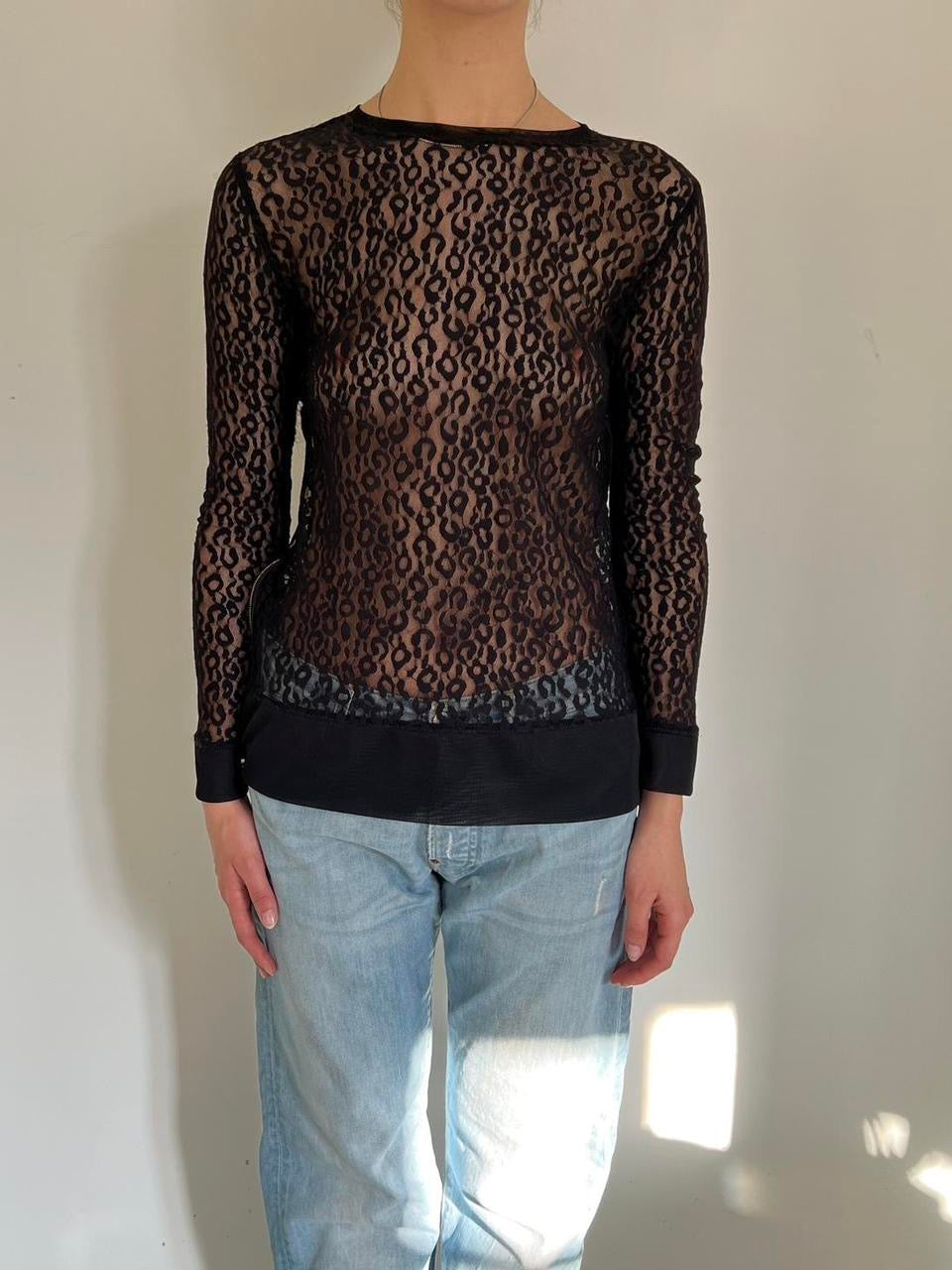 Comme Des Garçons leopard print see through blouse