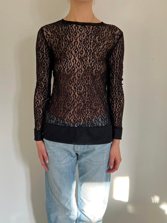Comme Des Garçons leopard print see through blouse
