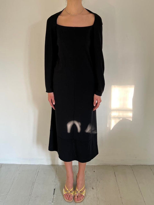 Comme Des Garçons tricot 1996 black wool dress with a knot on the back