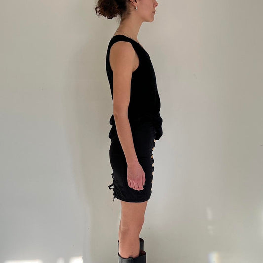 Junya Watanabe fw 1992 towelish fabric navy tank top