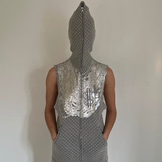 Comme Des Garçons aw 2008 grey polka dot long vest dress
