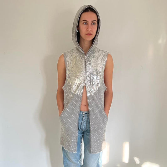 Comme Des Garçons aw 2008 grey polka dot long vest dress