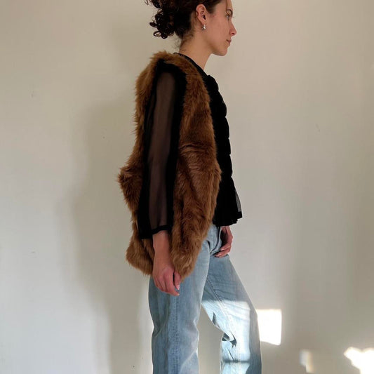 Vintage Zucca brown faux fur huge shoulder bag
