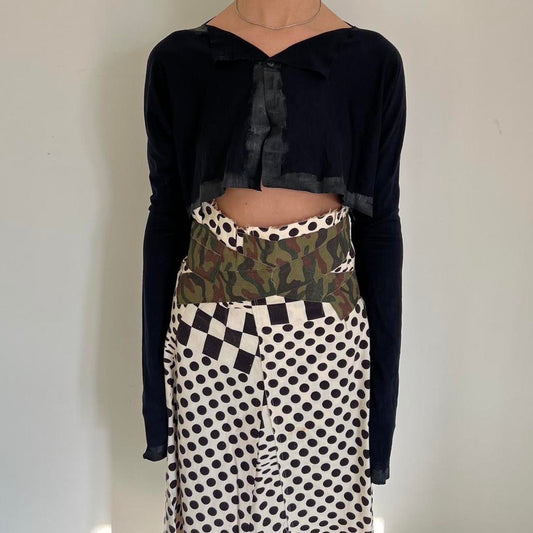 Comme Des Garçons 1991 dark navy woolen bolero with painted details