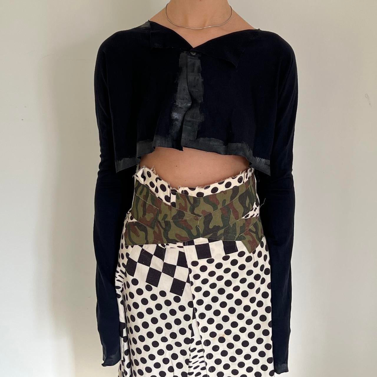 Comme Des Garçons 1991 dark navy woolen bolero with painted details